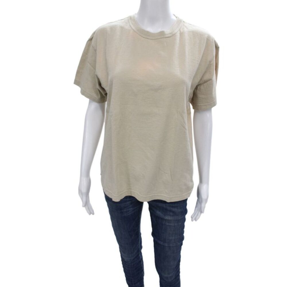 Bottega Veneta Unisex Basic Crew Neck Cotton T-Shirt Beige Short Sleeve Size S